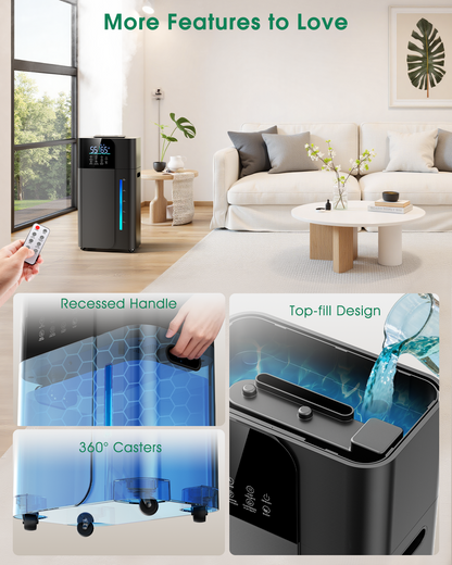 18L/4.7Gal Smart Humidifier Large Room, Warm & Cool Mist Humidifier for Bedroom, Up to 2500 sq ft Whole House Coverage, 800mL/h Output, Top Fill, 24H Timer, 70H Runtime, Humidifier for Home, Plant