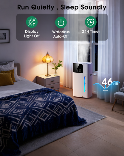 18L/4.7Gal Smart humidifier large room, Warm & Cool Mist humidifiers, 800mL/h Mist Output, 2500ft² Coverage, 24H Timer, Top Fill, 60-Hour Runtime, Air Humidifier for Bedroom, Home, Baby and Plants