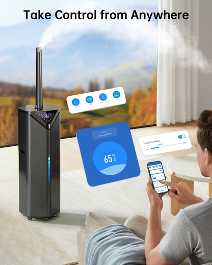 5Gal Smart Humidifier Large Room up to 2800ft², 1000mL/h, APP & Remote Control, 180° Auto Rotating Nozzle, 24H Timer, 60H Supersized Cool Mist Humidifiers for Whole House Home Office Plants