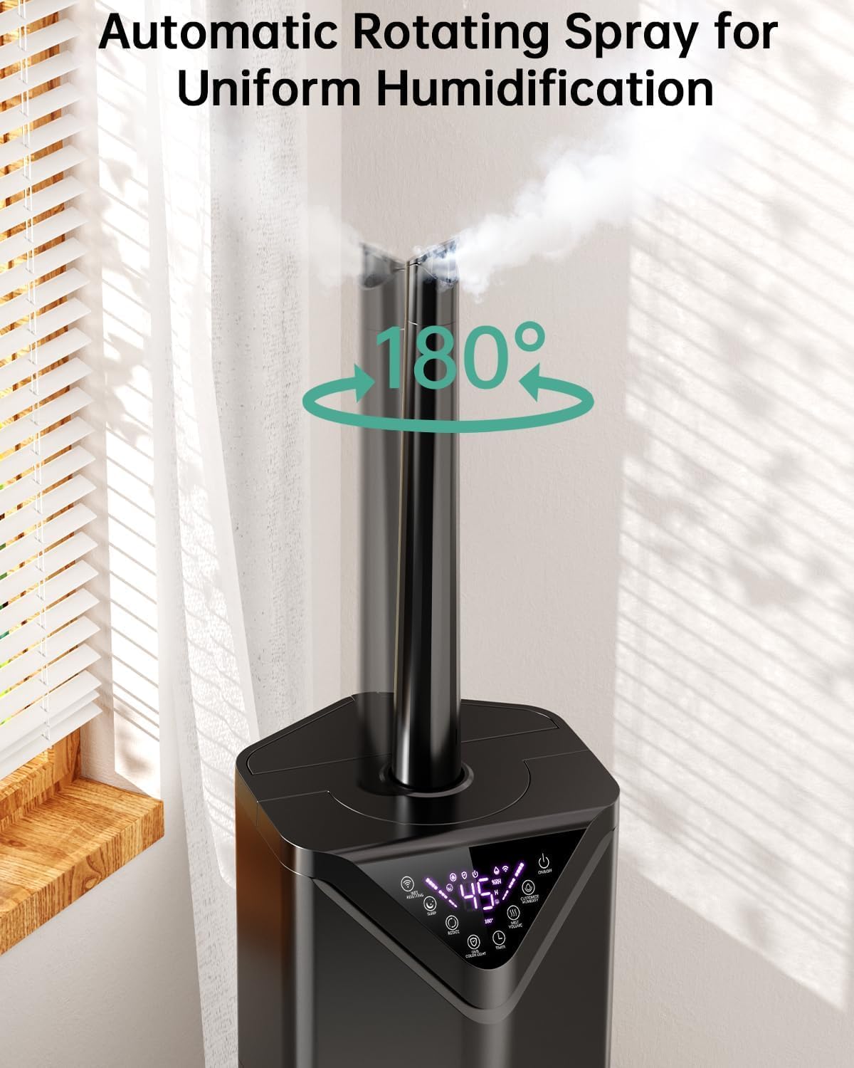 5Gal Smart Humidifier Large Room up to 2800ft², 1000mL/h, APP & Remote Control, 180° Auto Rotating Nozzle, 24H Timer, 60H Supersized Cool Mist Humidifiers for Whole House Home Office Plants
