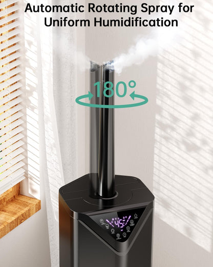 5Gal Smart Humidifier Large Room up to 2800ft², 1000mL/h, APP & Remote Control, 180° Auto Rotating Nozzle, 24H Timer, 60H Supersized Cool Mist Humidifiers for Whole House Home Office Plants