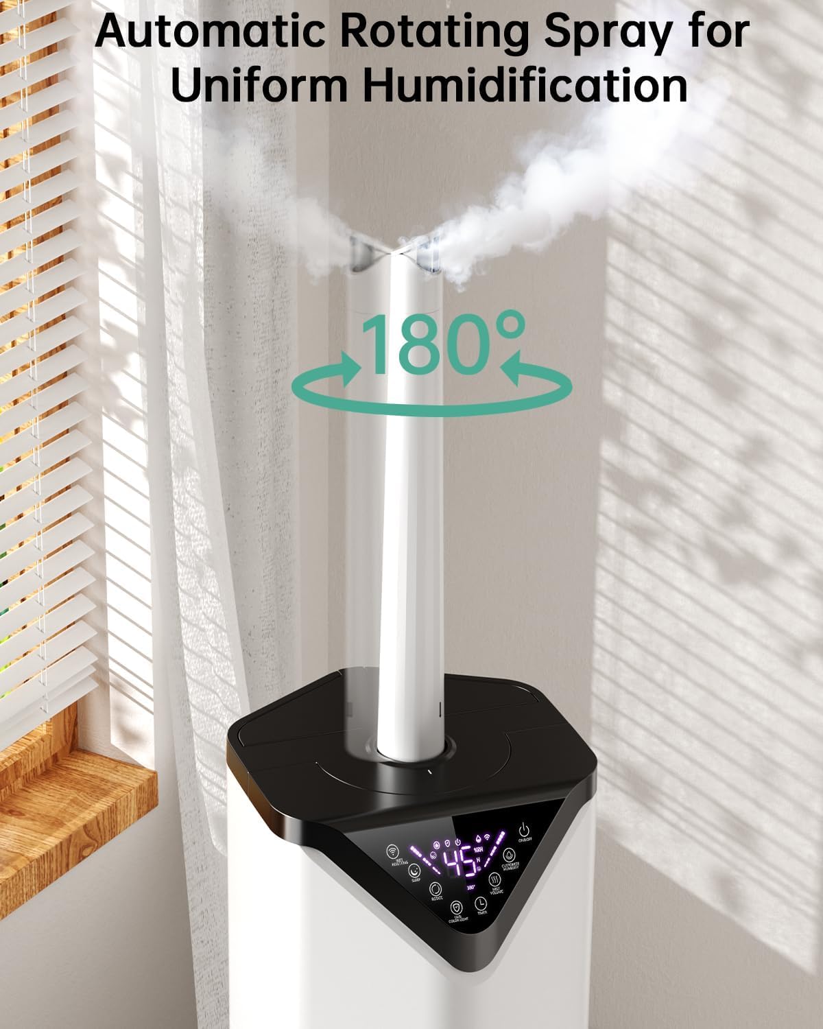 5Gal Smart Humidifier Large Room up to 2800ft², 1000mL/h, APP & Remote Control, 180° Auto Rotating Nozzle, 24H Timer, 60H Supersized Cool Mist Humidifiers for Whole House Home Office Plants